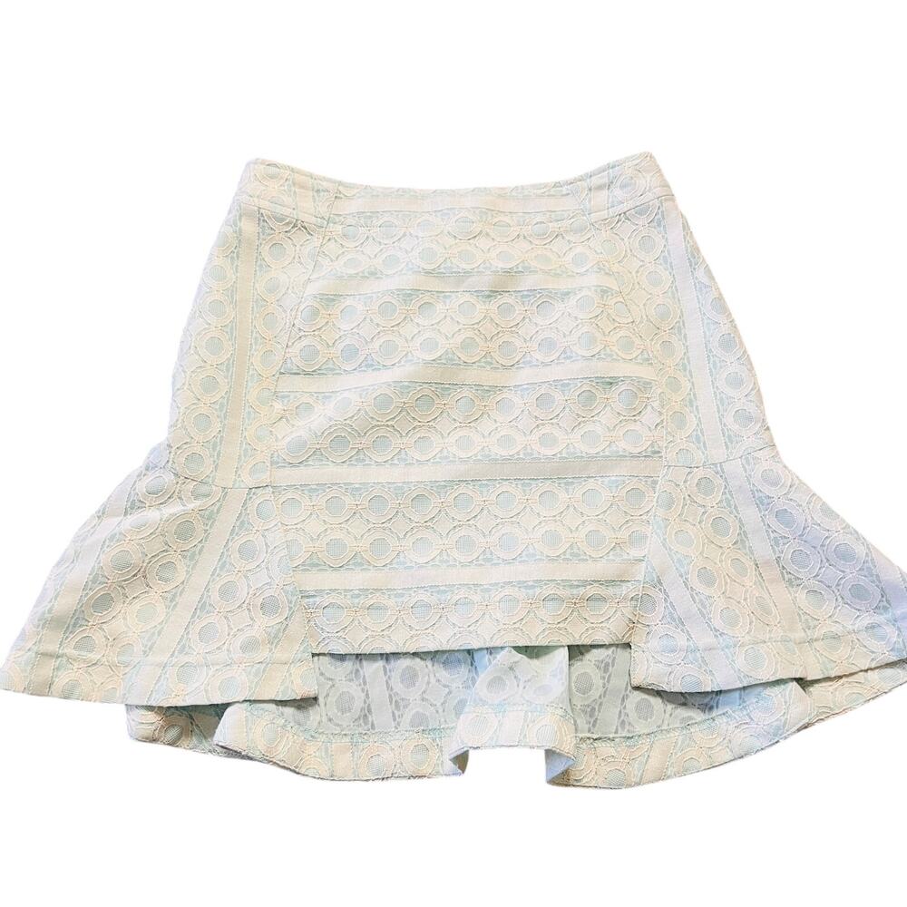 JOA Womens White Lace Baby Blue Skirt Size S NWT